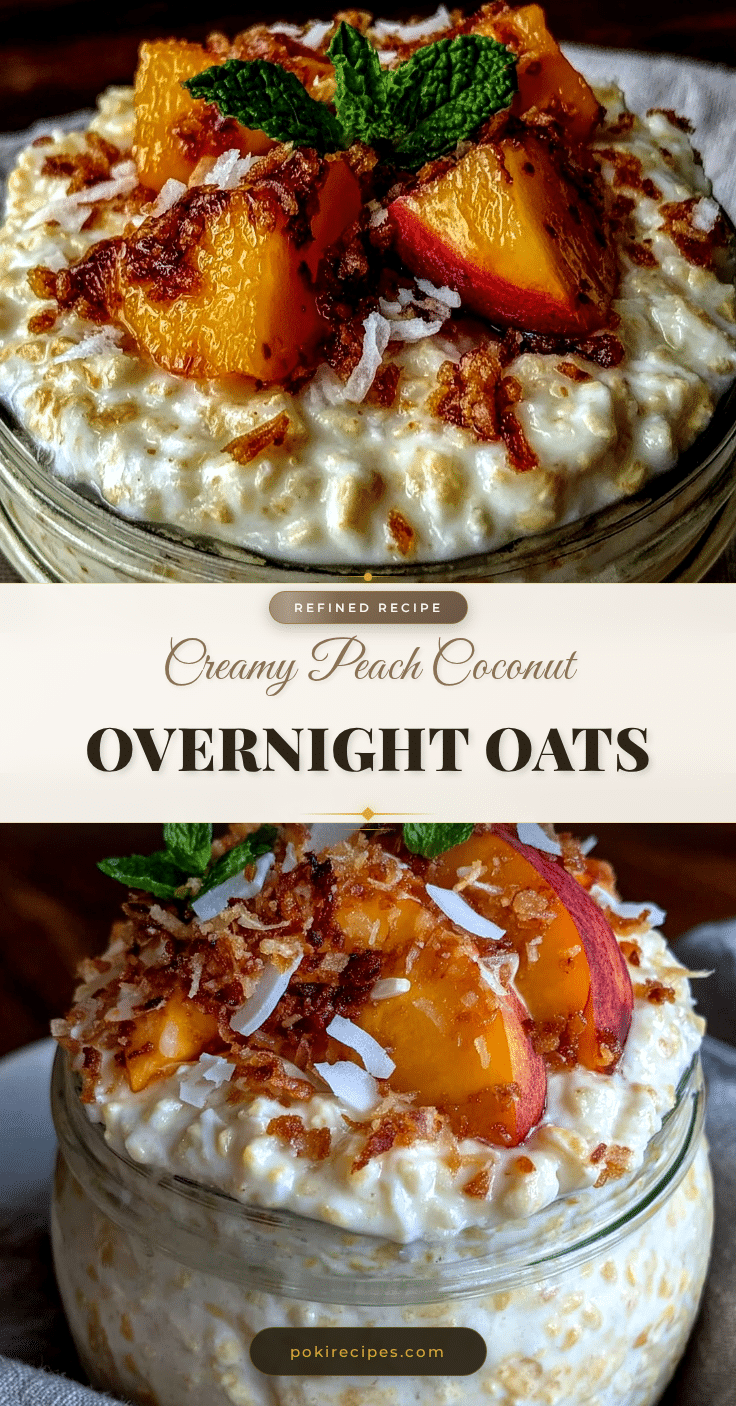 creamy peach coconut overnight oats recipe