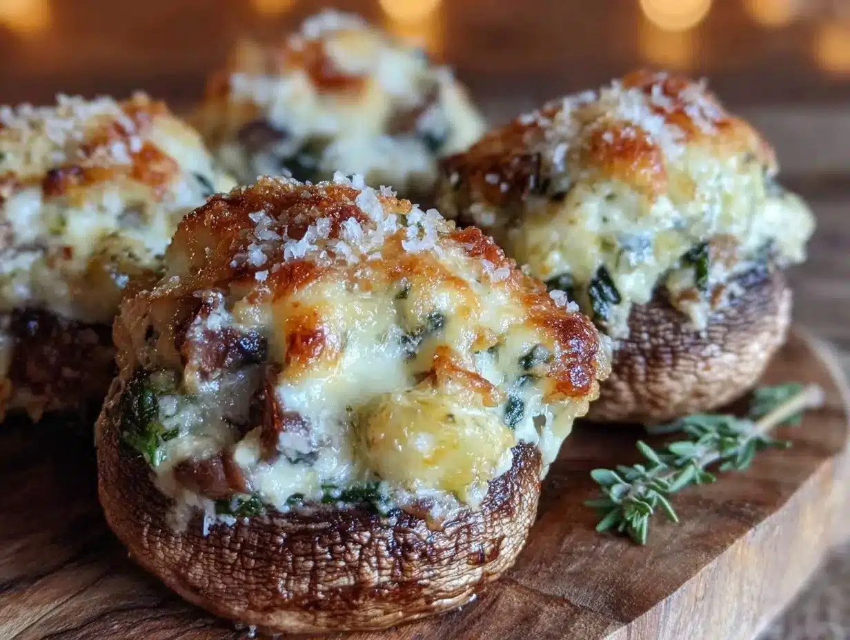 creamy spinach artichoke stuffed mushrooms preparation steps