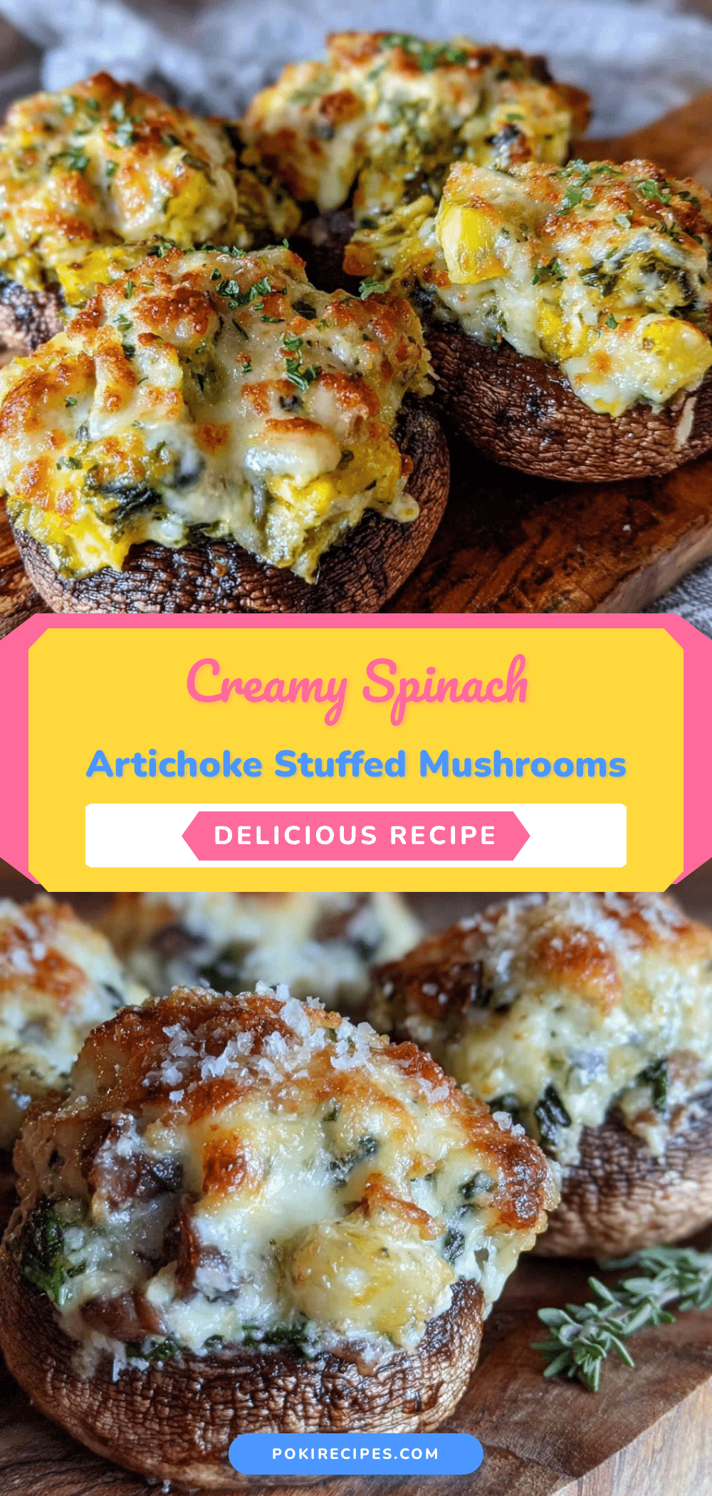 creamy spinach artichoke stuffed mushrooms recipe