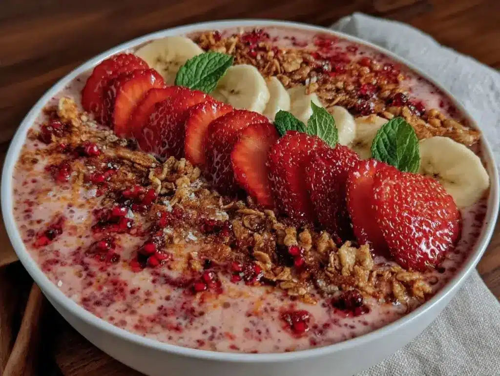 creamy strawberry banana smoothie bowl - featured image