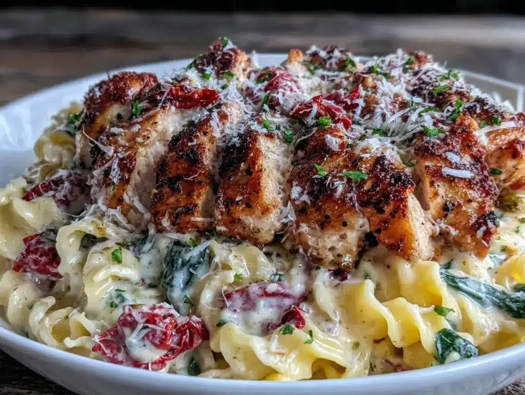 creamy tuscan chicken pasta - featured image