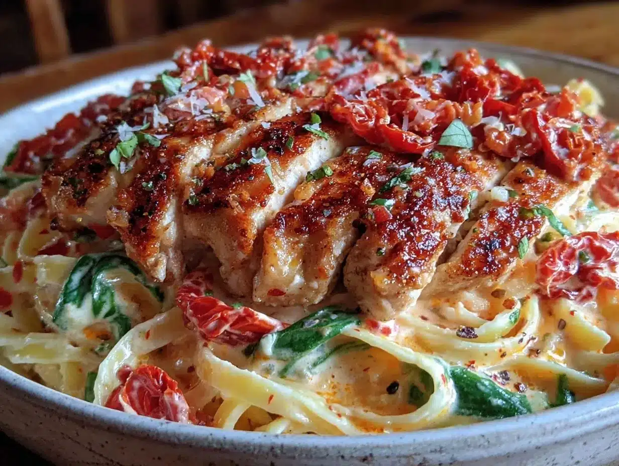 creamy tuscan chicken pasta preparation steps