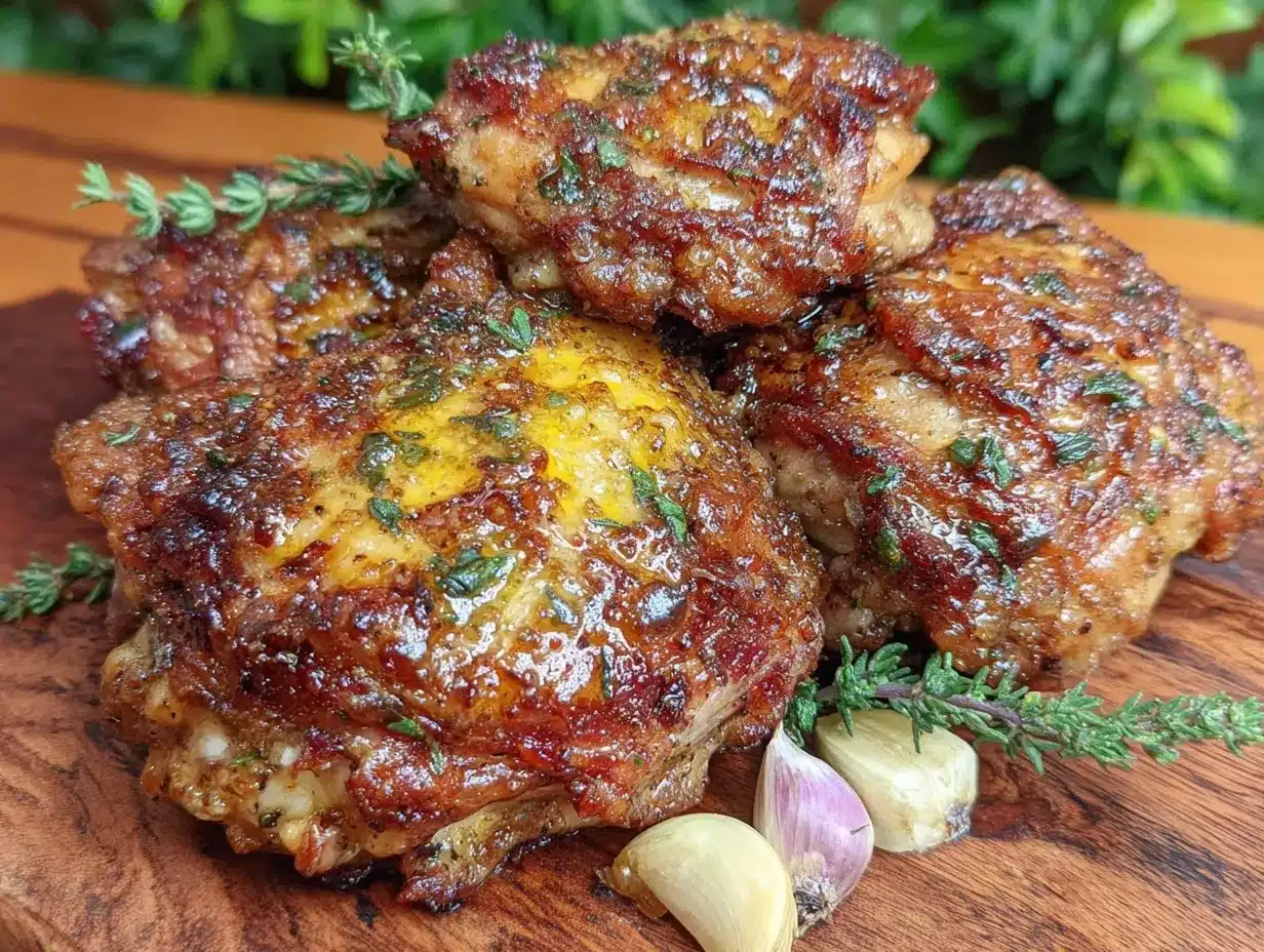 crispy garlic butter air fryer chicken thighs preparation steps