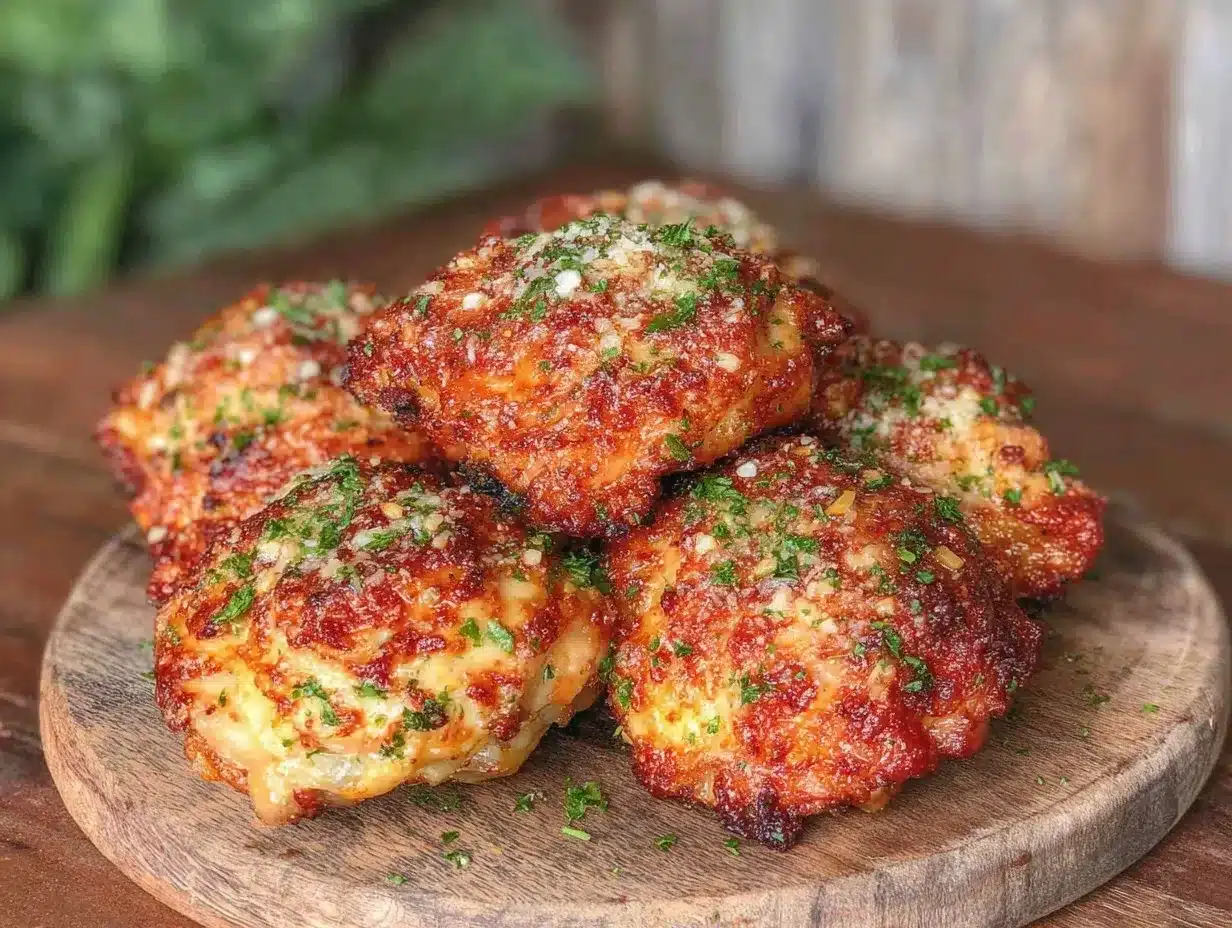 crispy garlic parmesan chicken thighs air fryer preparation steps