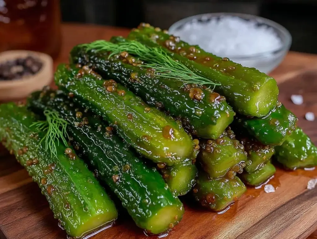 crispy homemade dill pickle spears - featured image