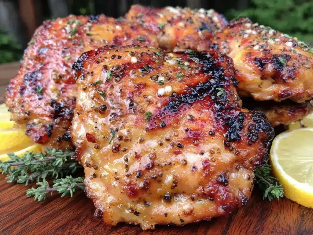 crispy lemon pepper grilled chicken thighs - featured image