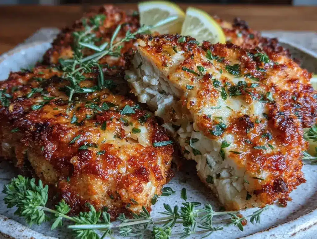 crispy parmesan crusted chicken breast - featured image