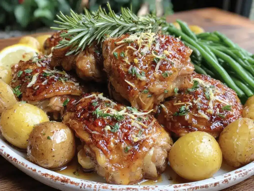 crispy sheet pan lemon herb chicken - featured image