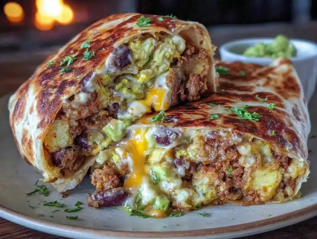 crispy ultimate breakfast burrito with chorizo and potato - featured image