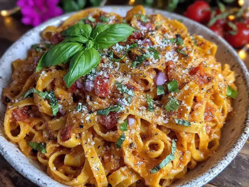easy creamy one-pot tomato basil pasta - featured image