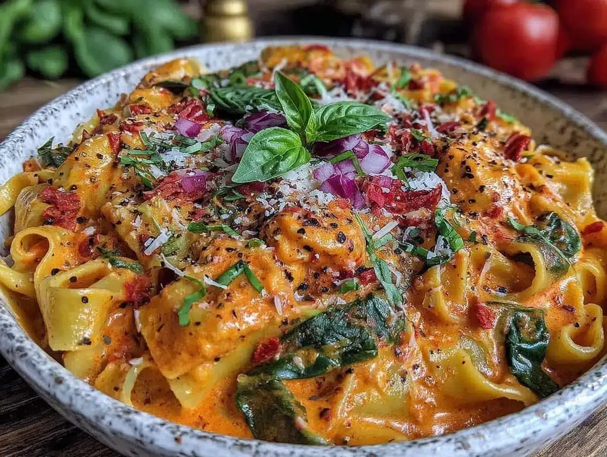 easy creamy one-pot tomato basil pasta preparation steps