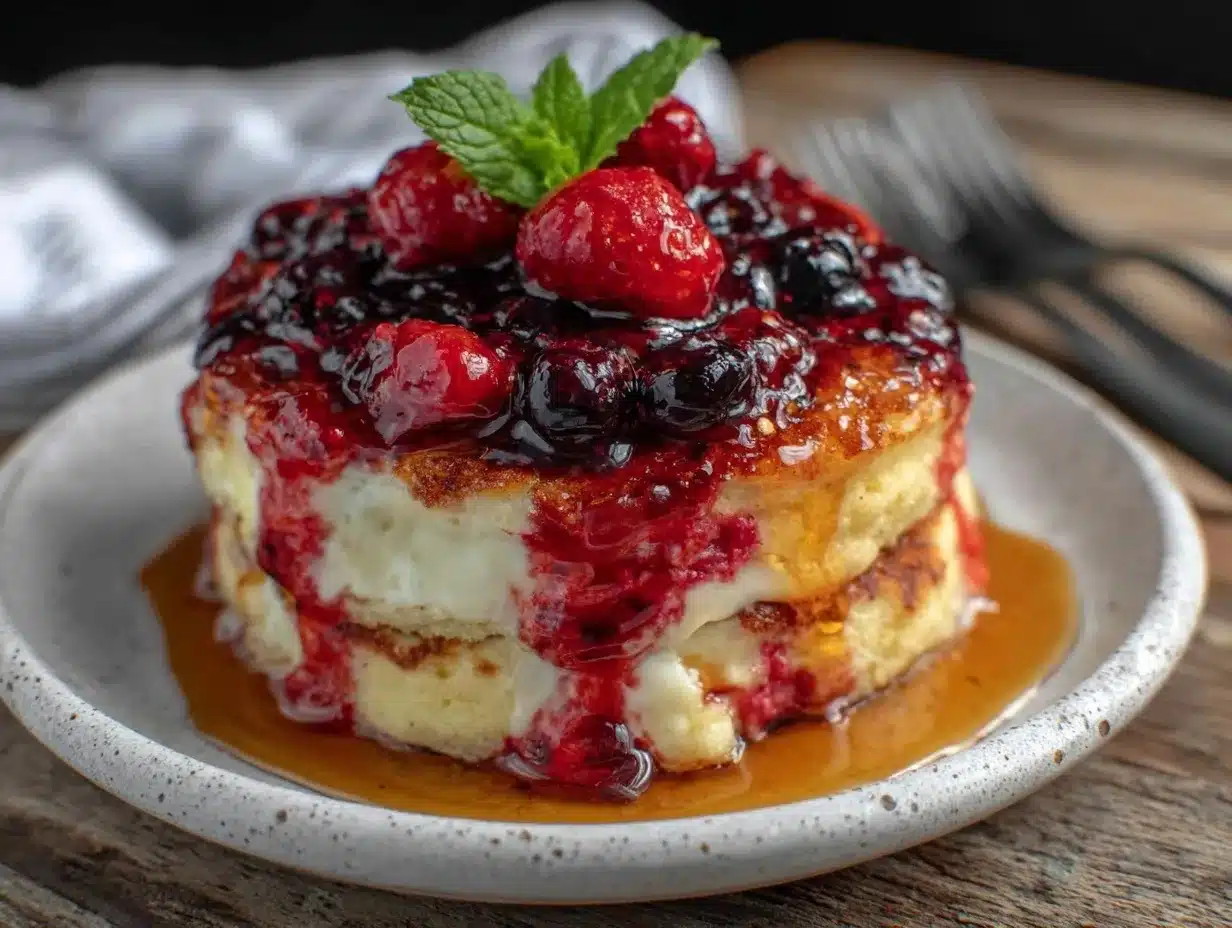 fluffy red white and blue pancakes preparation steps