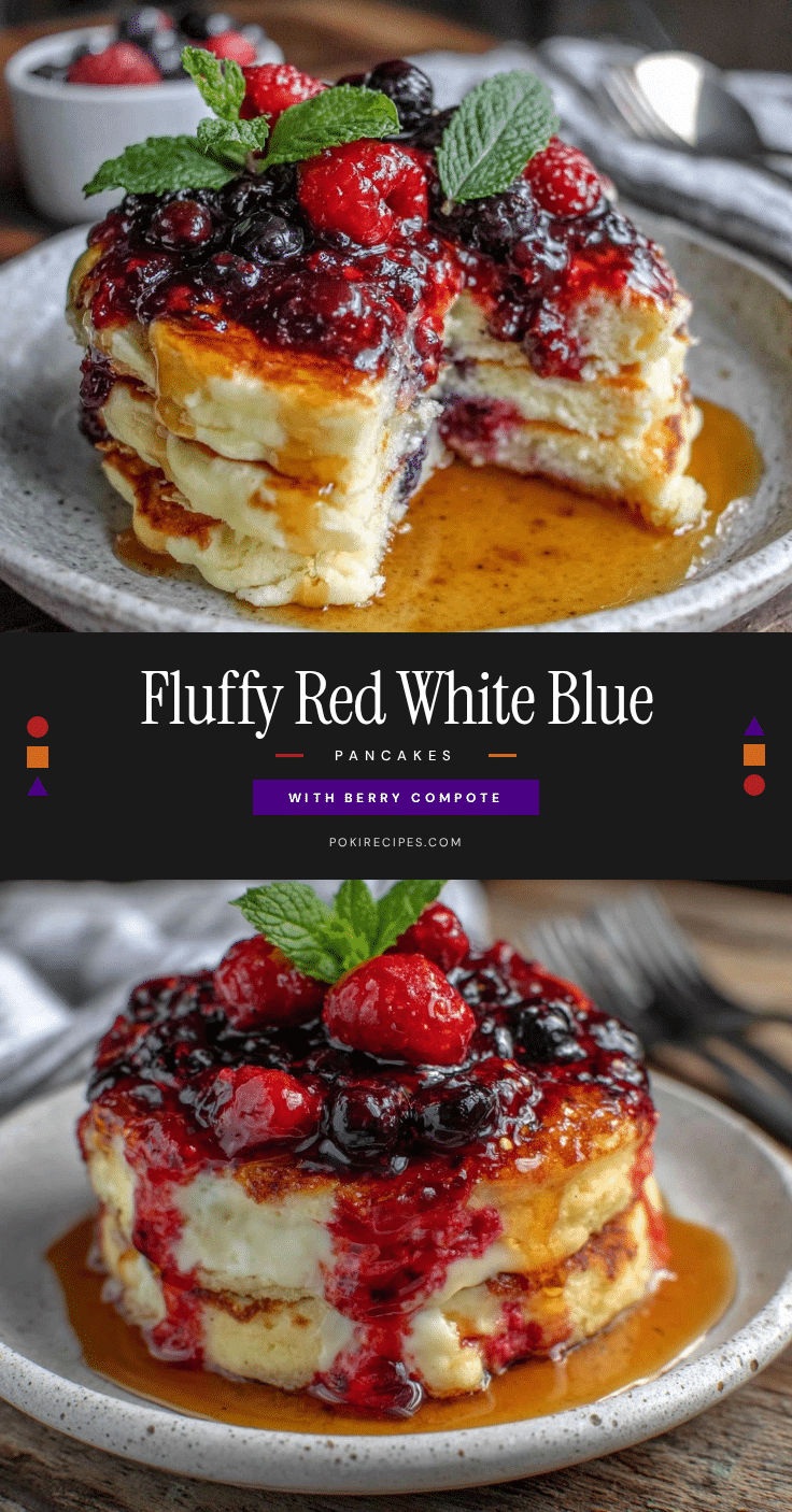 fluffy red white and blue pancakes recipe