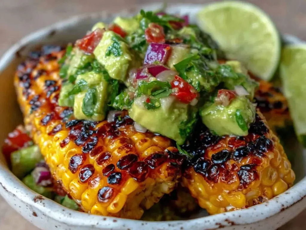 fresh grilled corn and avocado salsa - featured image