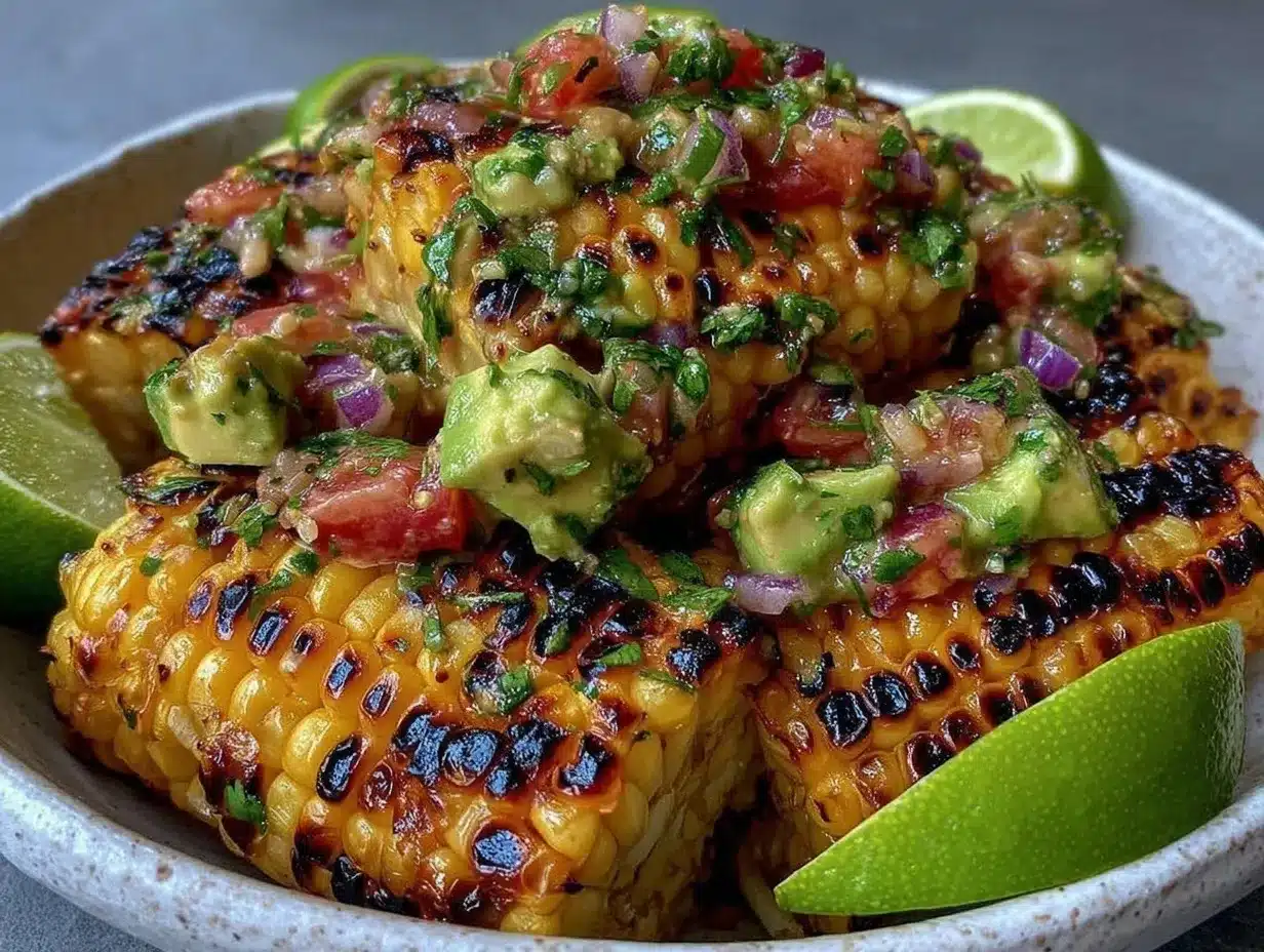 fresh grilled corn and avocado salsa preparation steps