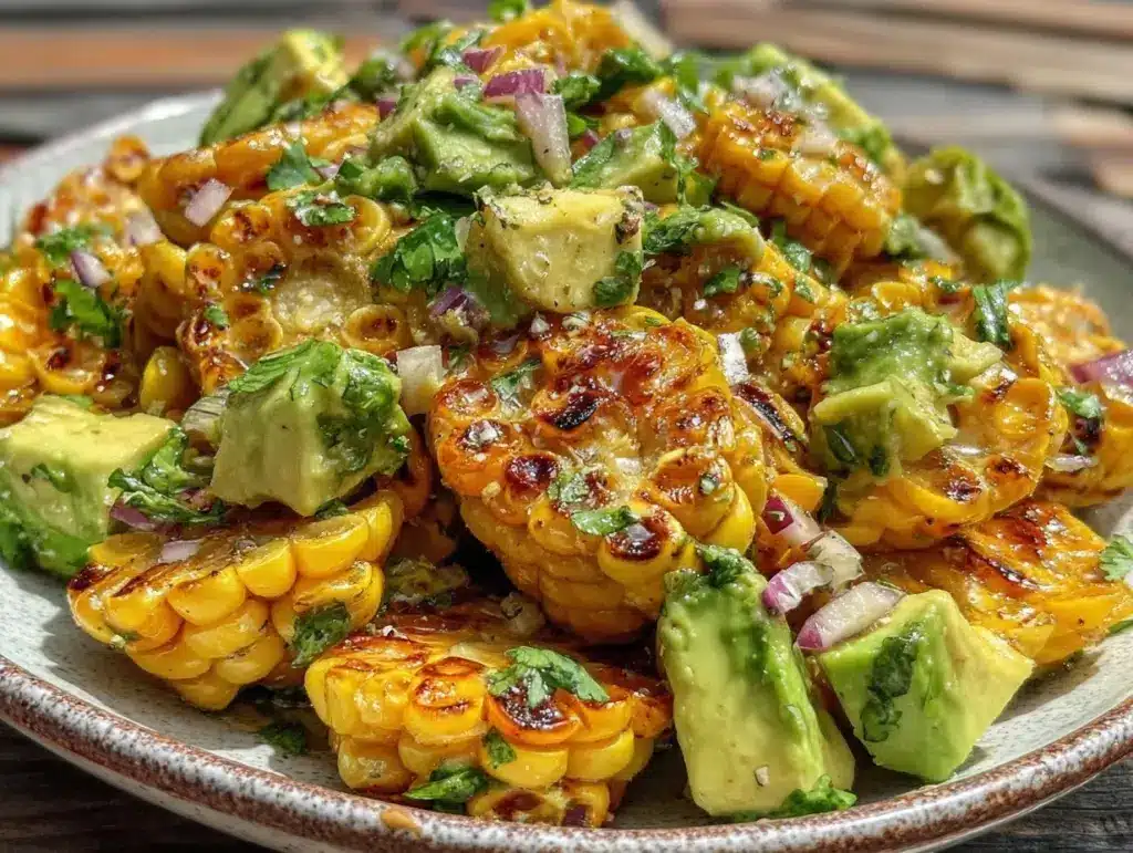 fresh grilled corn and creamy avocado salad - featured image