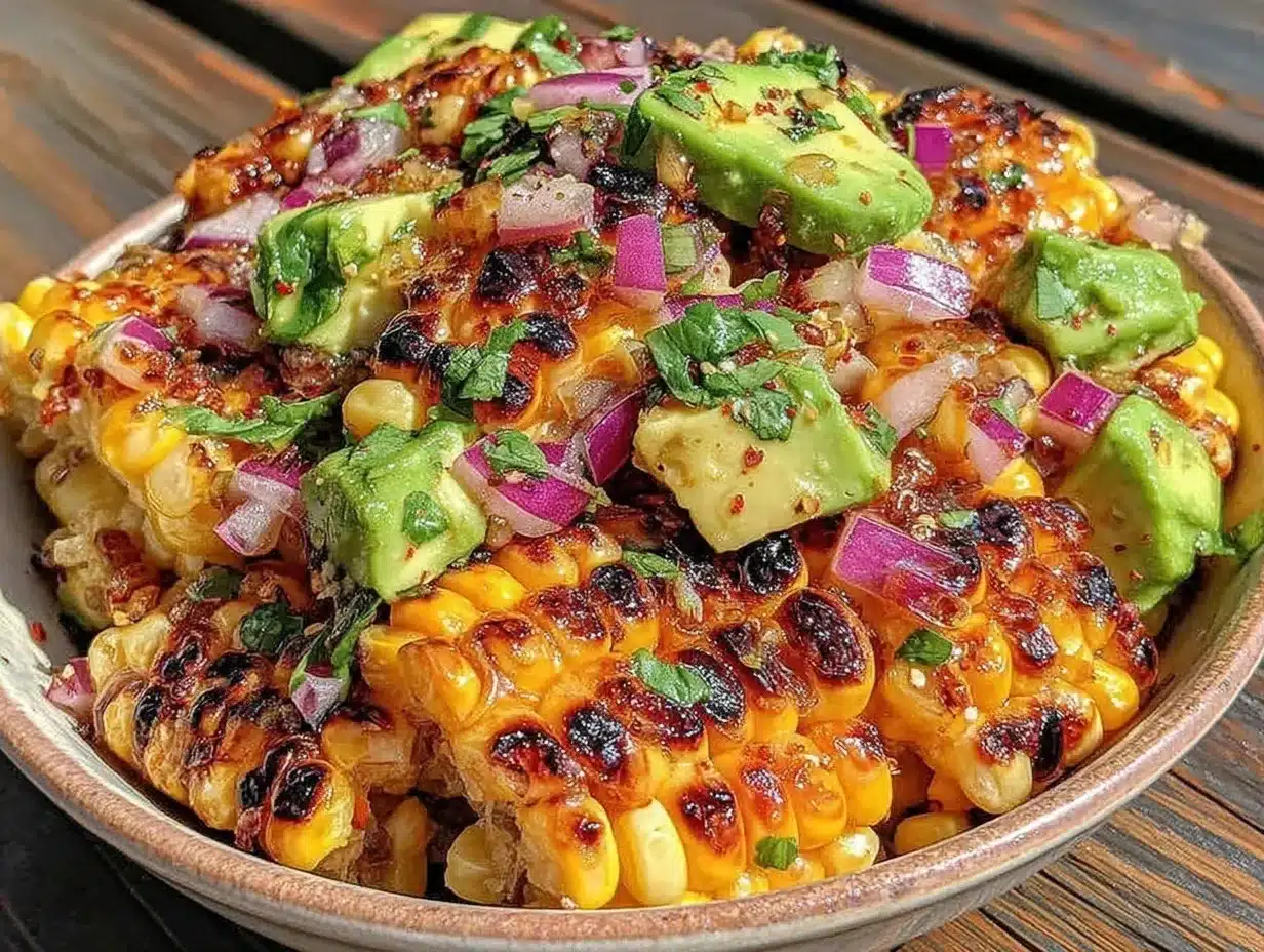 fresh grilled corn and creamy avocado salad preparation steps