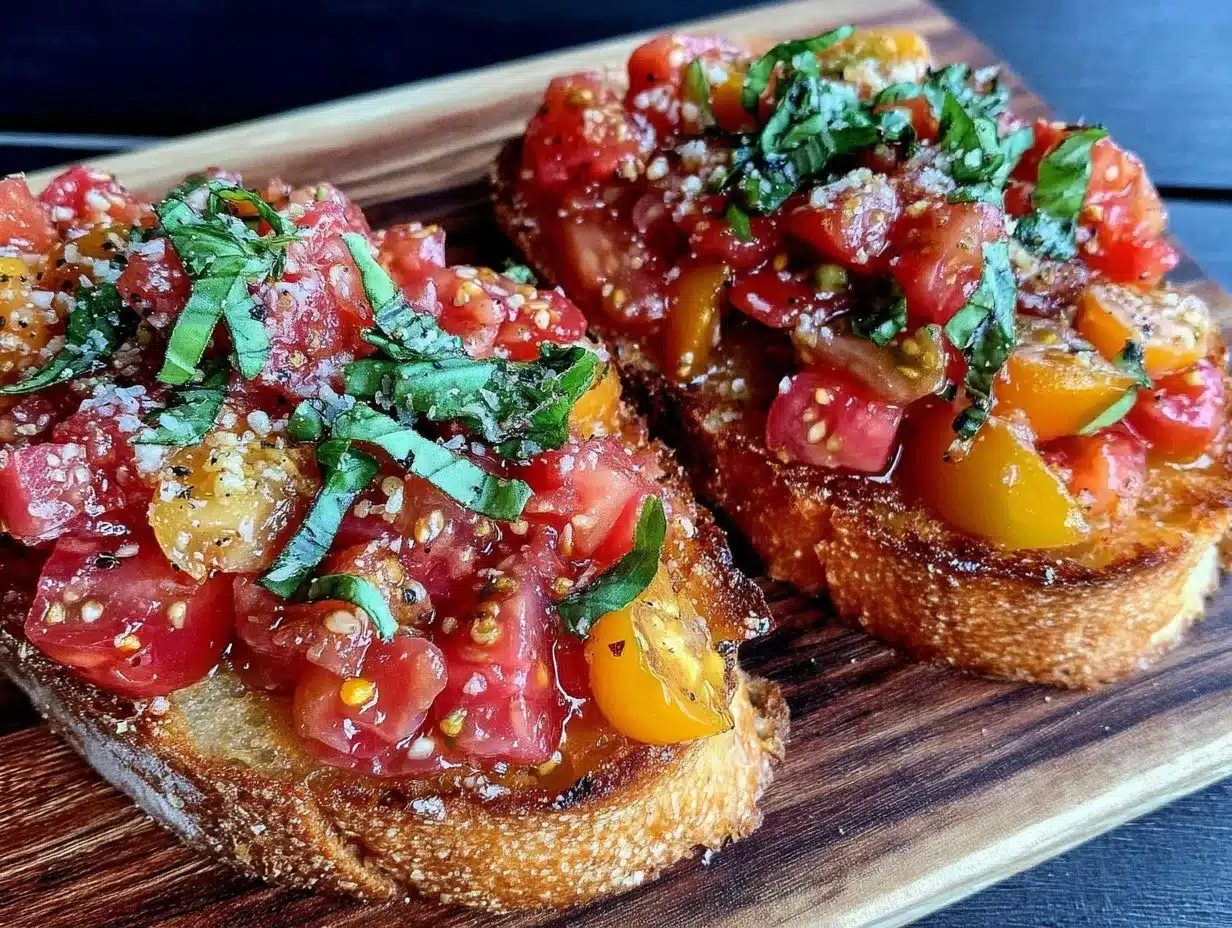 fresh heirloom tomato bruschetta preparation steps