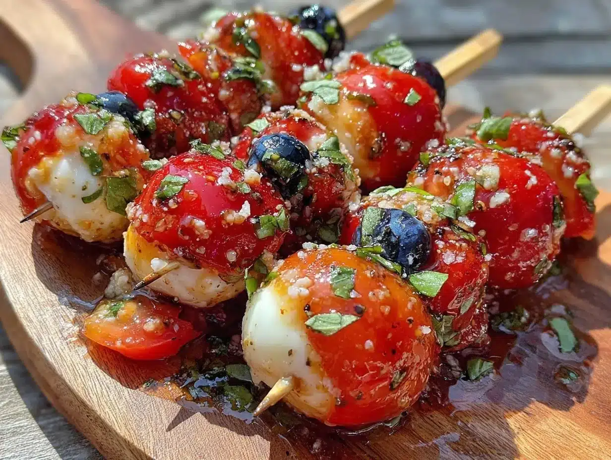 fresh mini caprese skewers preparation steps