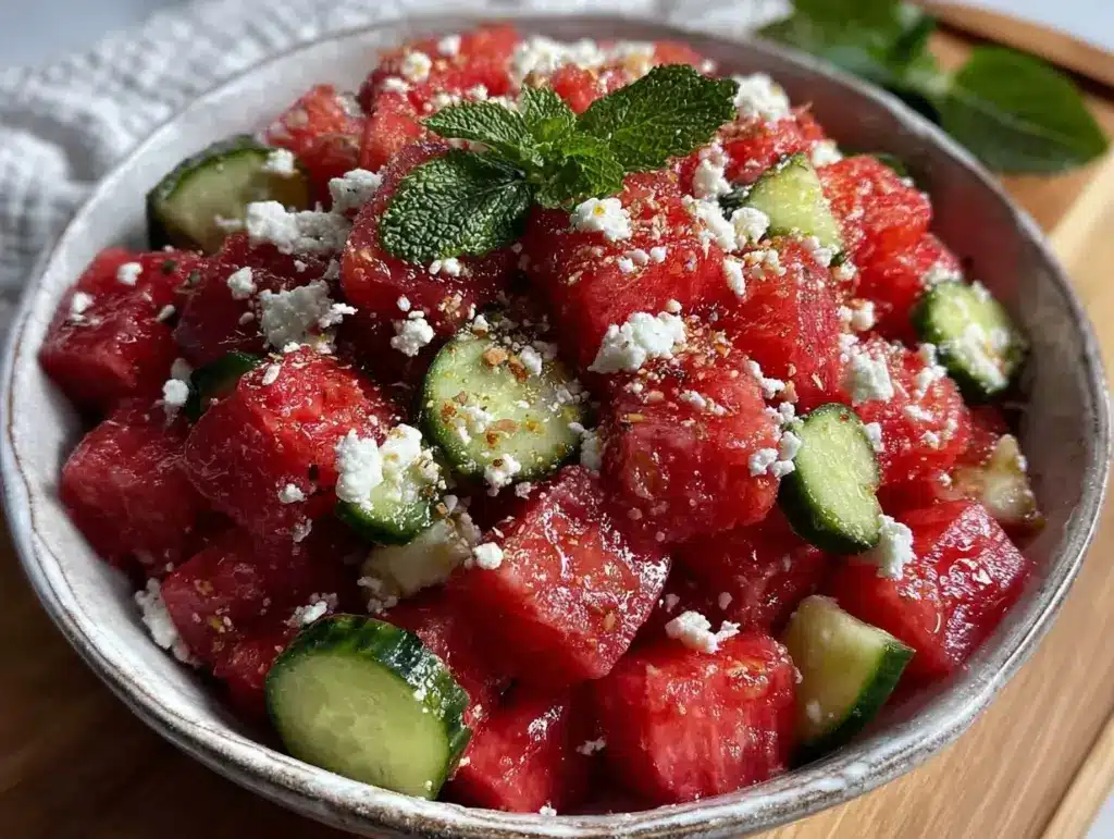 Fresh Watermelon Cucumber Salad with Feta - featured image