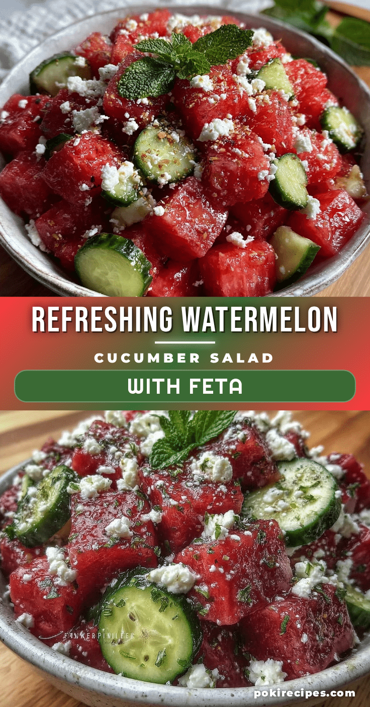 Fresh Watermelon Cucumber Salad with Feta recipe