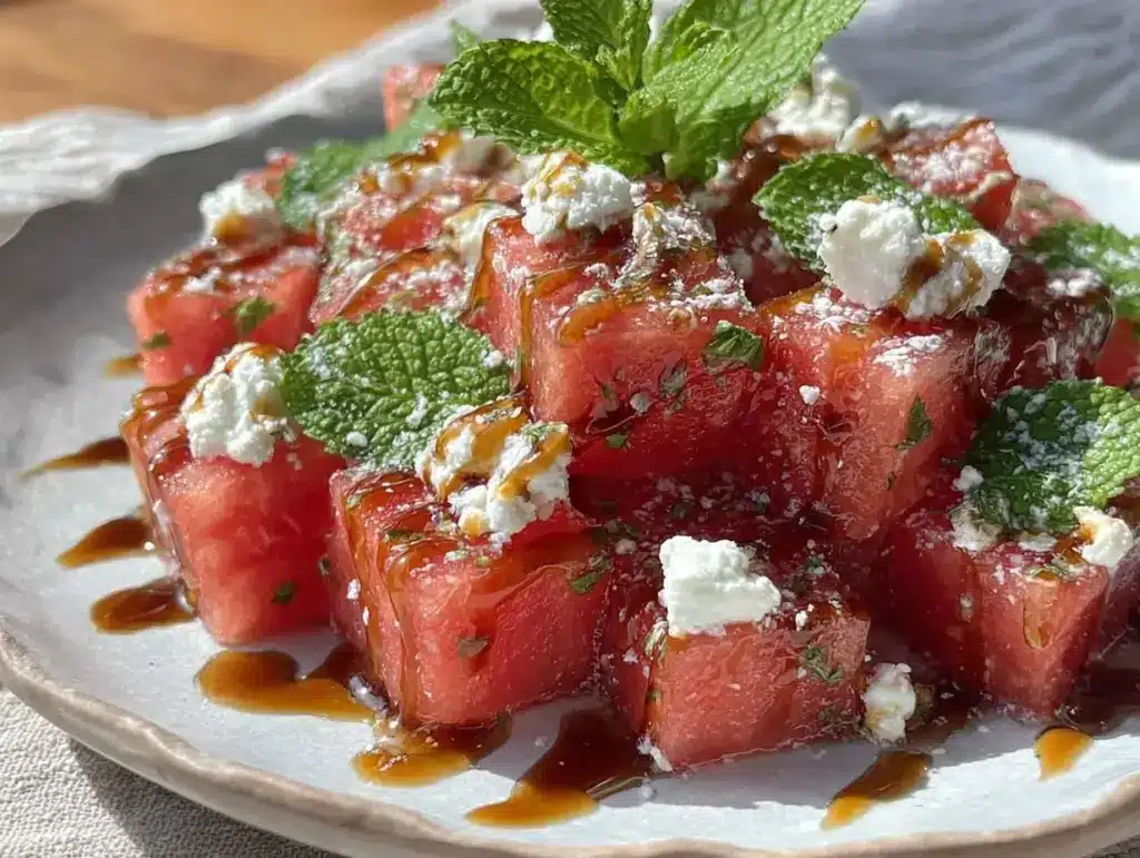 fresh watermelon feta mint salad - featured image