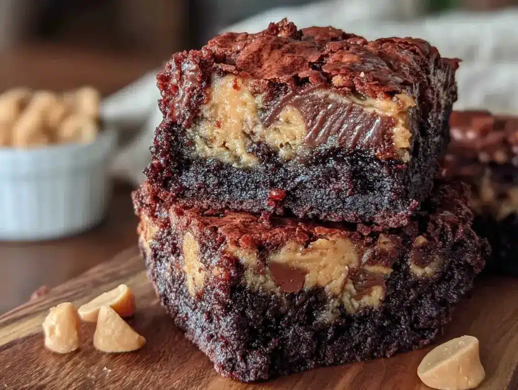 fudgy peanut butter cup brownies - featured image
