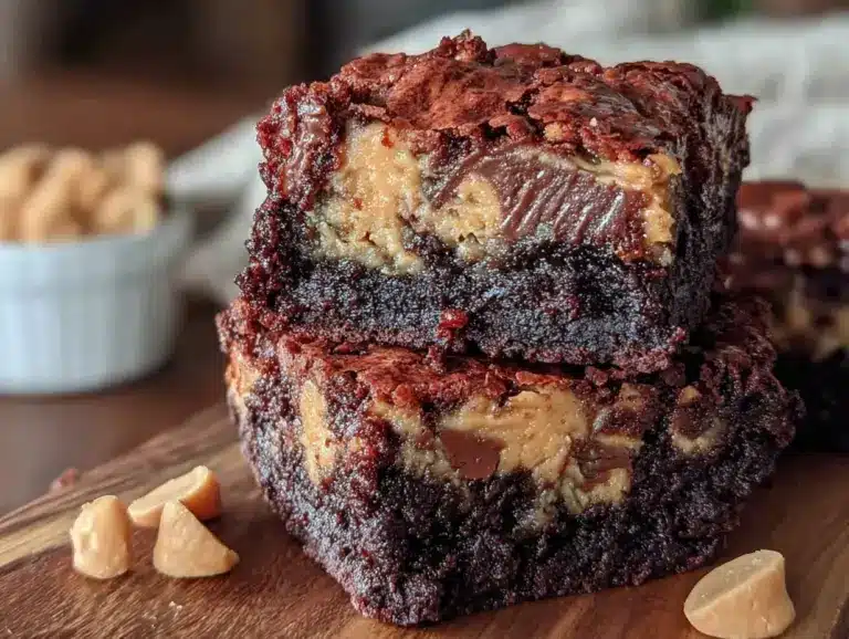 fudgy peanut butter cup brownies - featured image