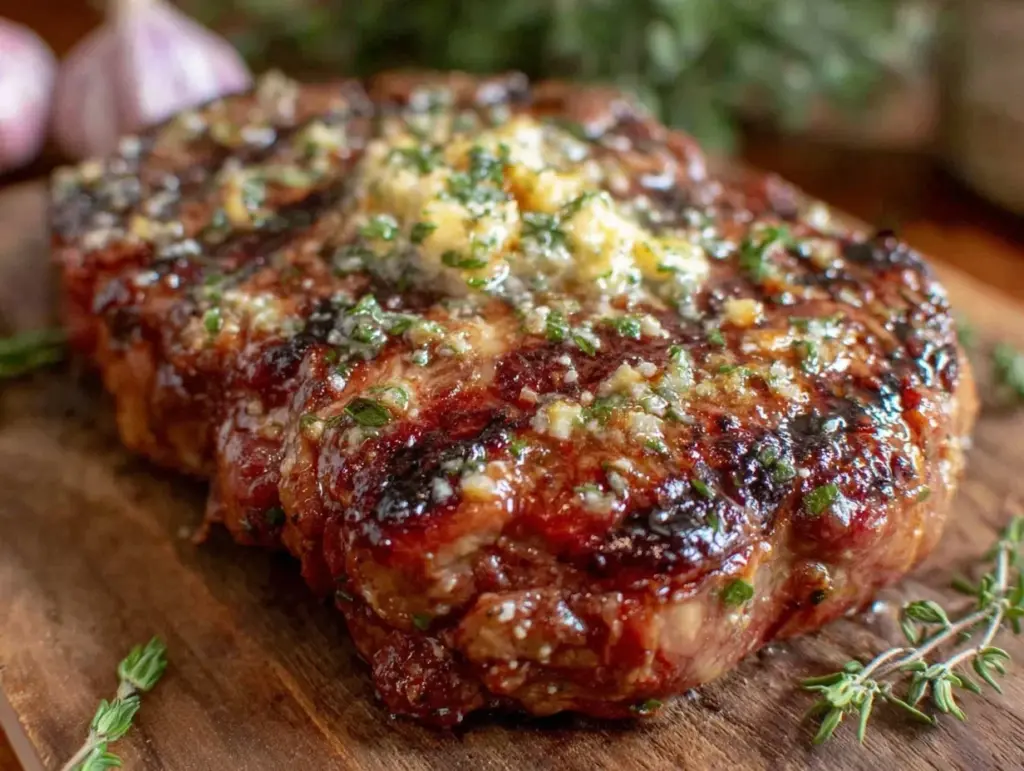 garlic herb butter grilled ribeye steak - featured image