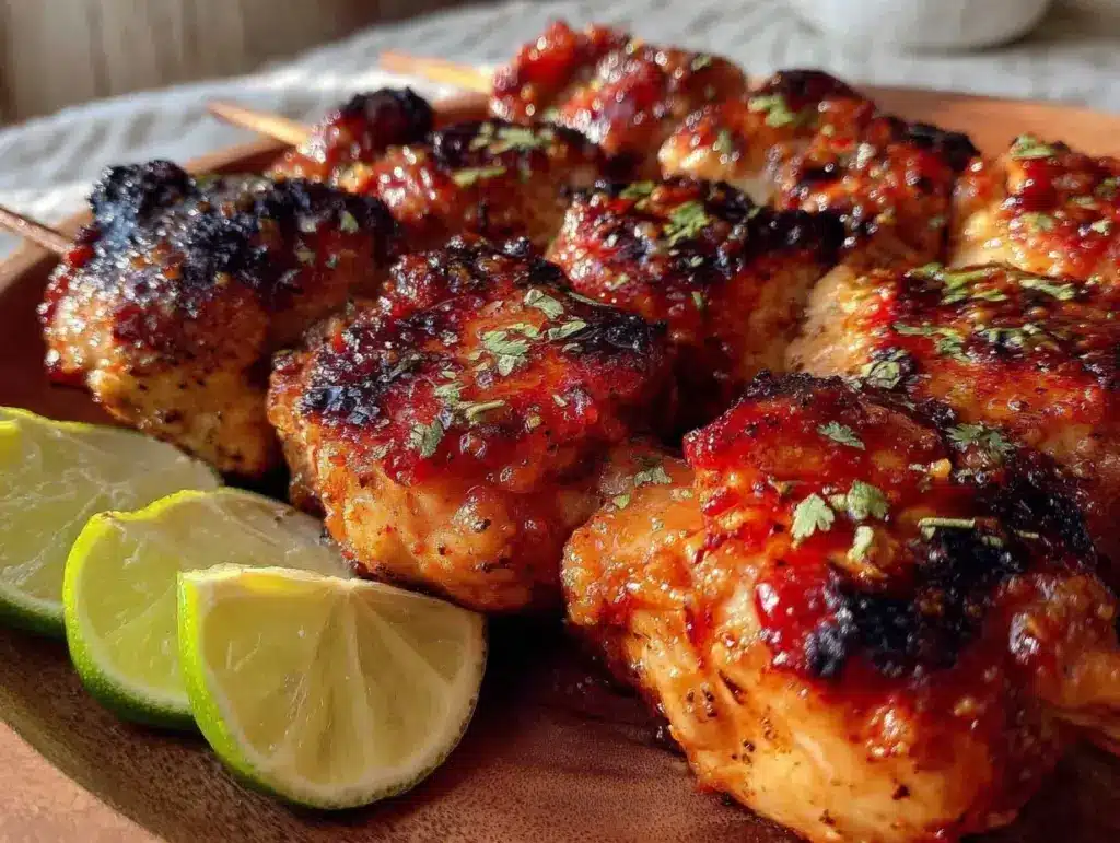 grilled honey lime chicken skewers - featured image