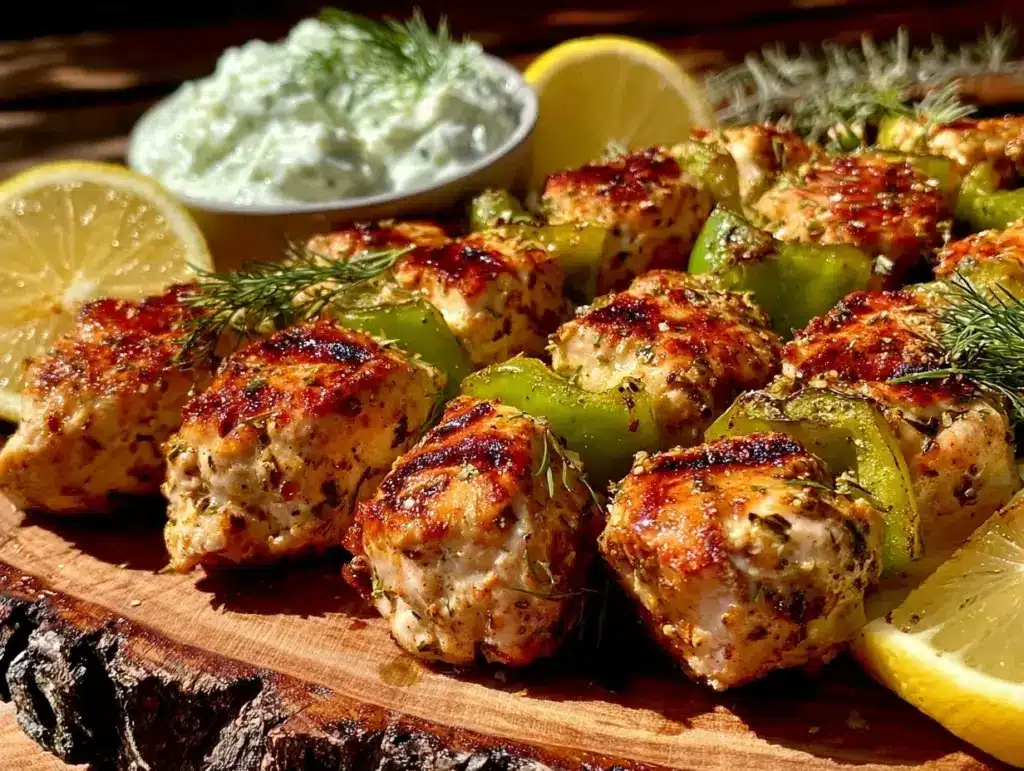 grilled lemon herb chicken kebabs - featured image