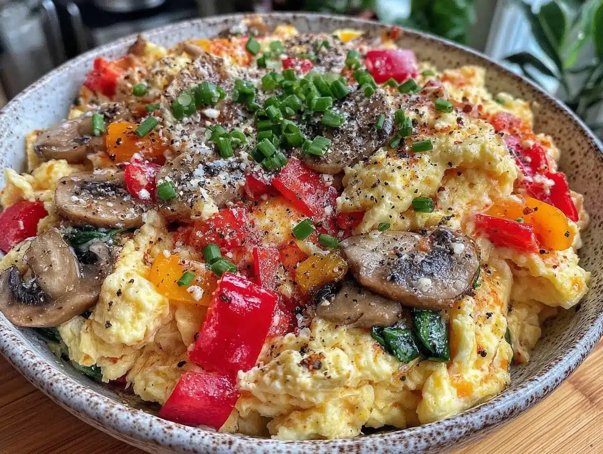 healthy protein-packed egg white veggie scramble preparation steps