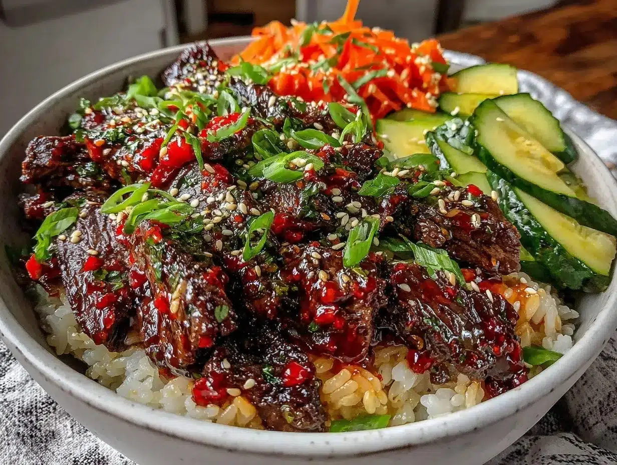 Korean beef bowl preparation steps