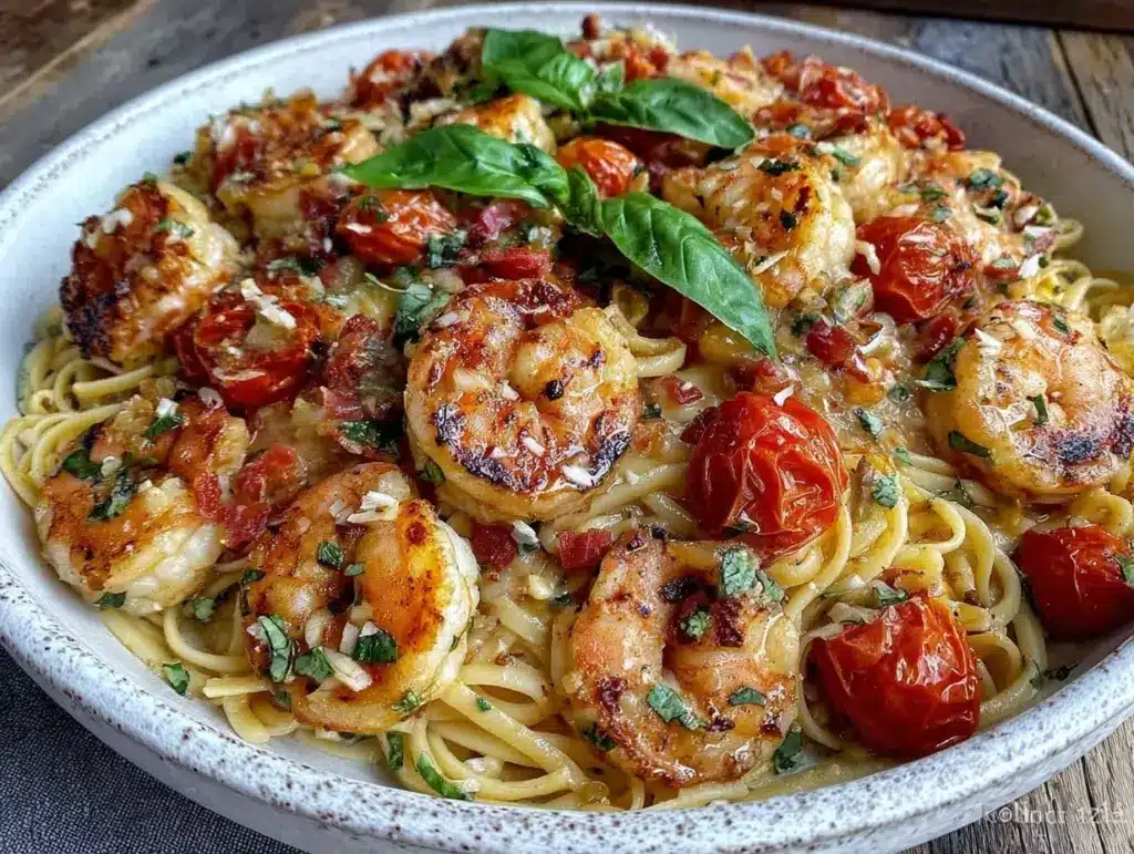 lemon garlic shrimp pasta - featured image