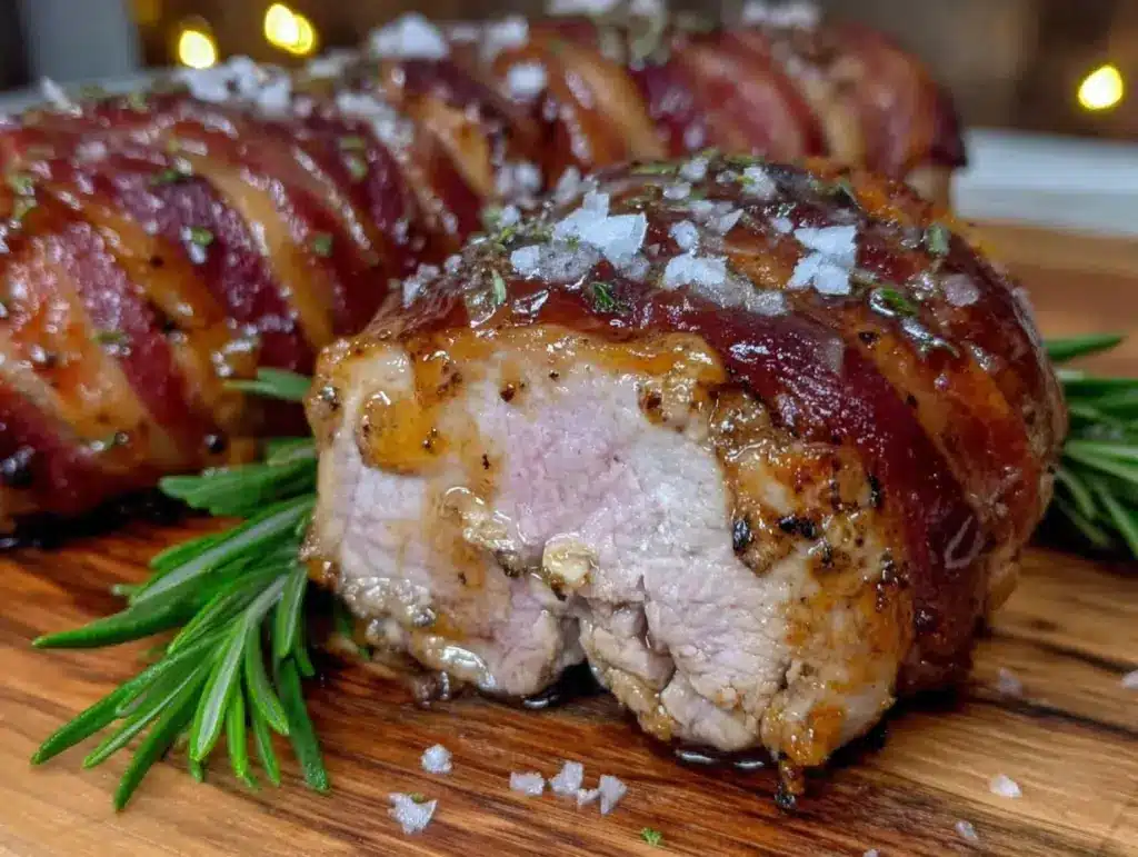 maple bacon wrapped pork tenderloin - featured image