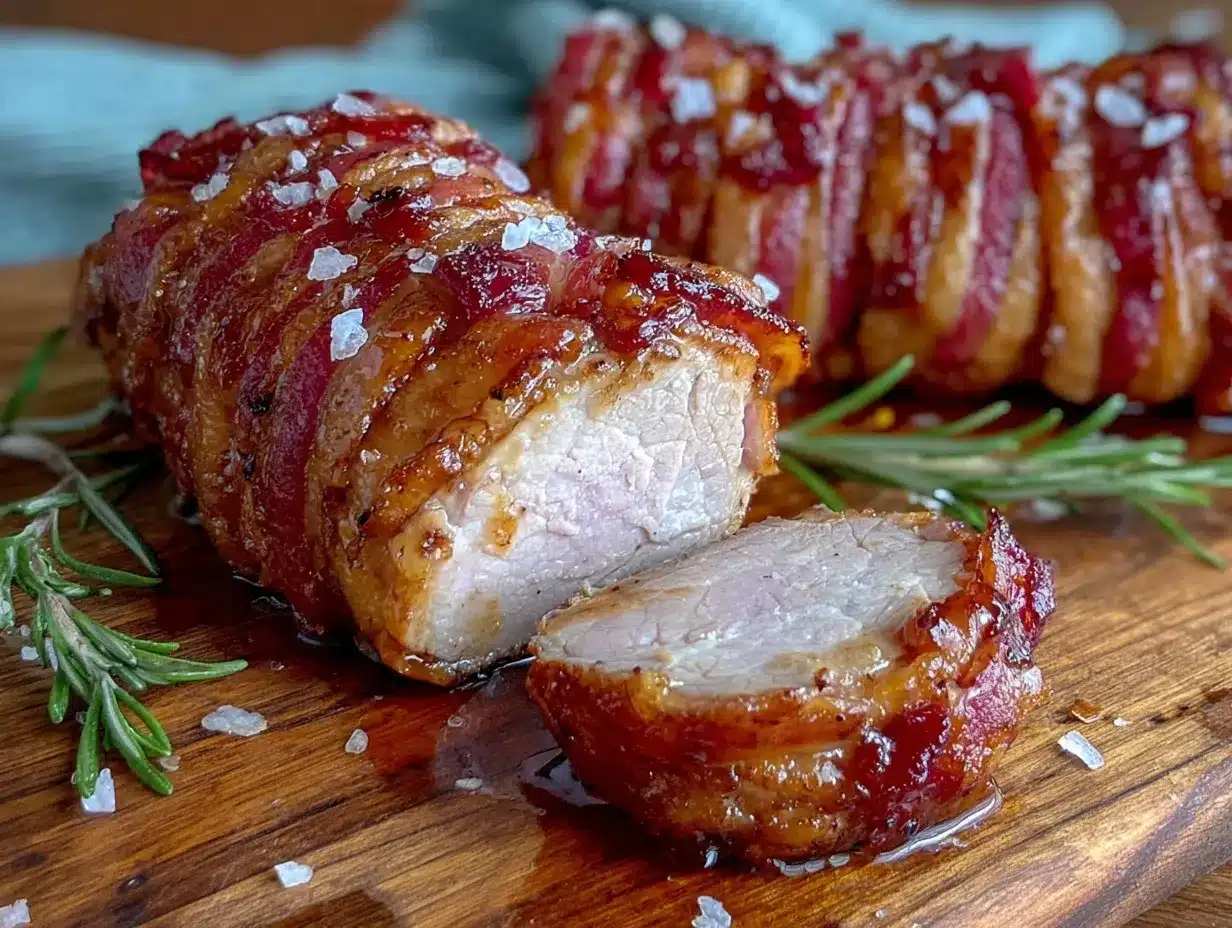 maple bacon wrapped pork tenderloin preparation steps