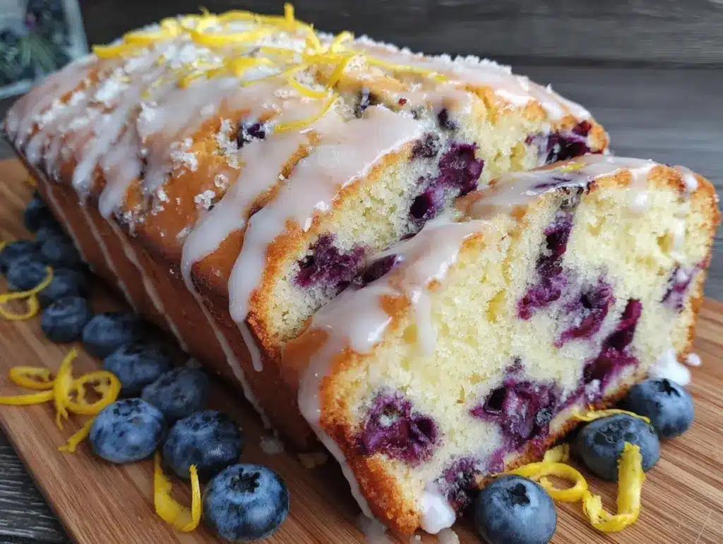 moist lemon blueberry pound cake - featured image