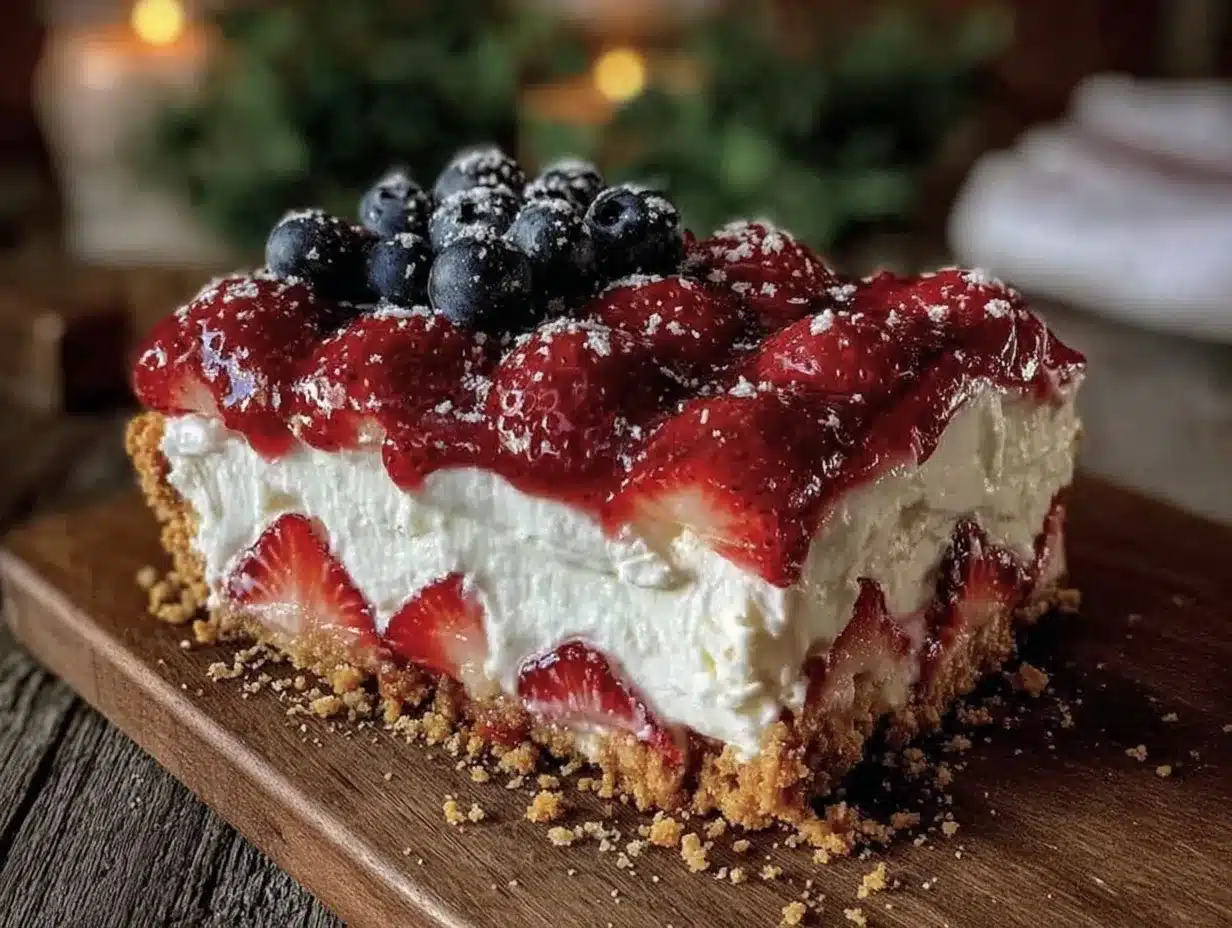 no bake cheesecake flag dessert preparation steps