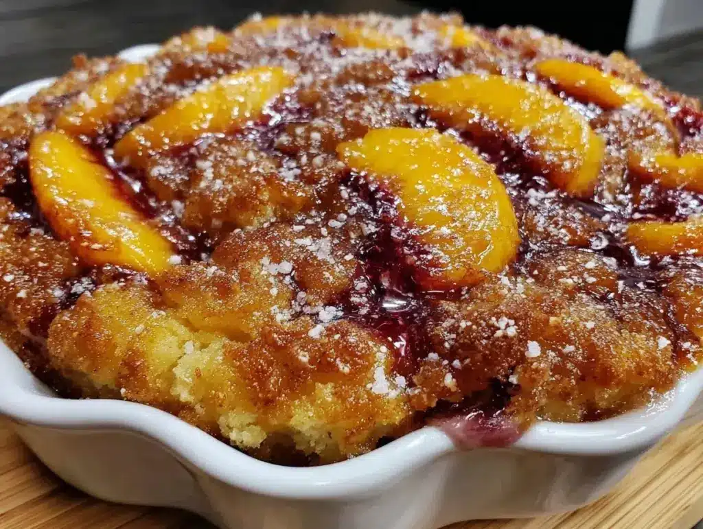 peach cobbler dump cake - featured image