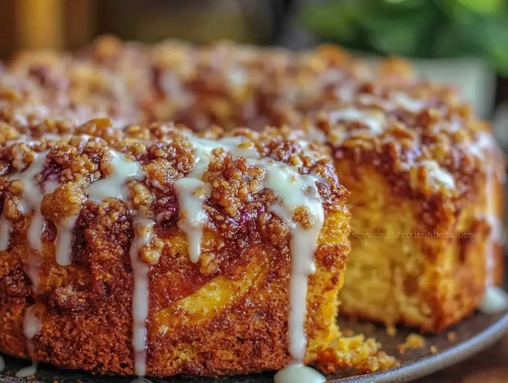 peach streusel coffee cake - featured image