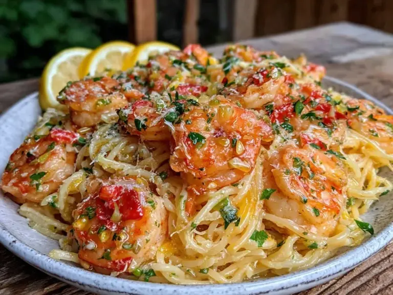 quick creamy garlic butter shrimp pasta - featured image