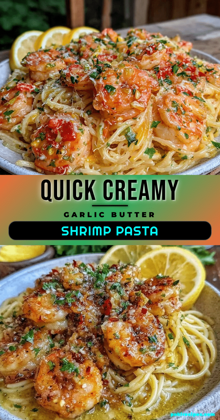 quick creamy garlic butter shrimp pasta recipe