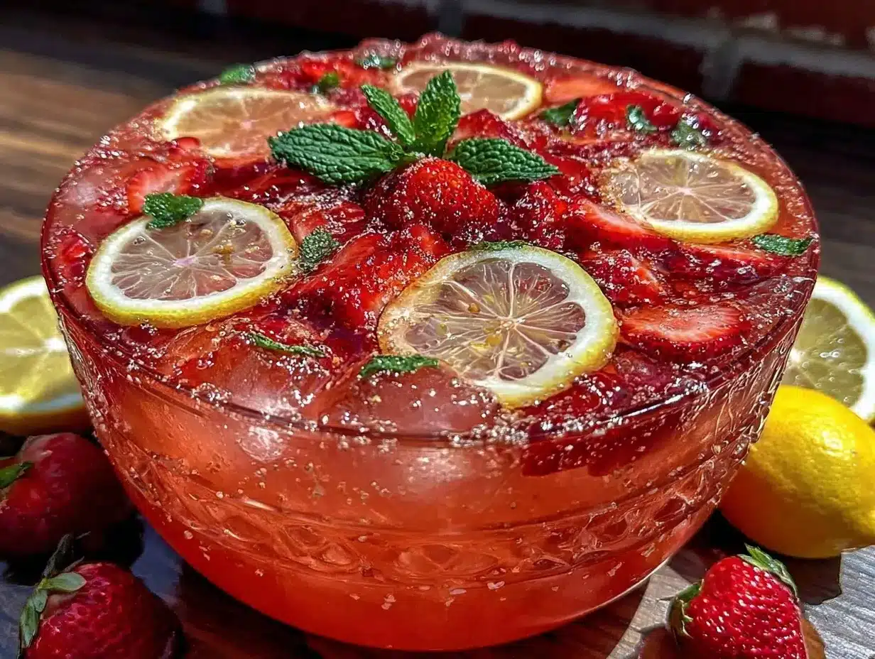 Refreshing Strawberry Lemonade Vodka Punch preparation steps