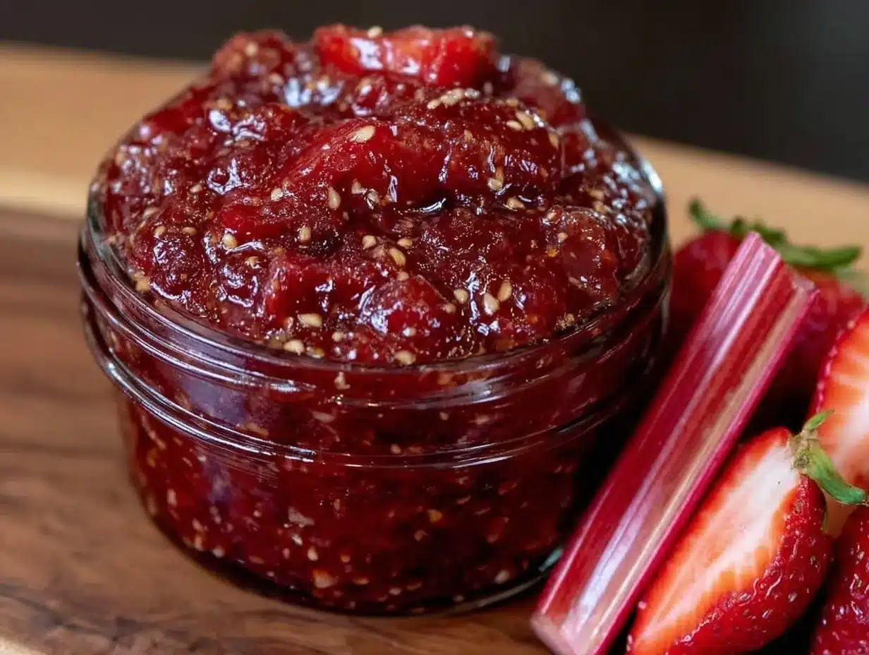 small-batch strawberry rhubarb vanilla jam preparation steps
