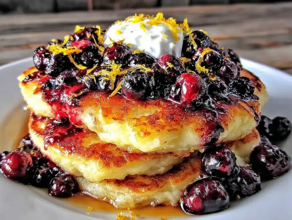 blueberry lemon ricotta pancakes - featured image