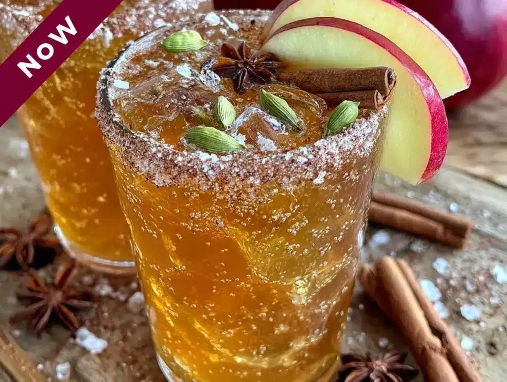 brown sugar cinnamon apple cider mocktail - featured image