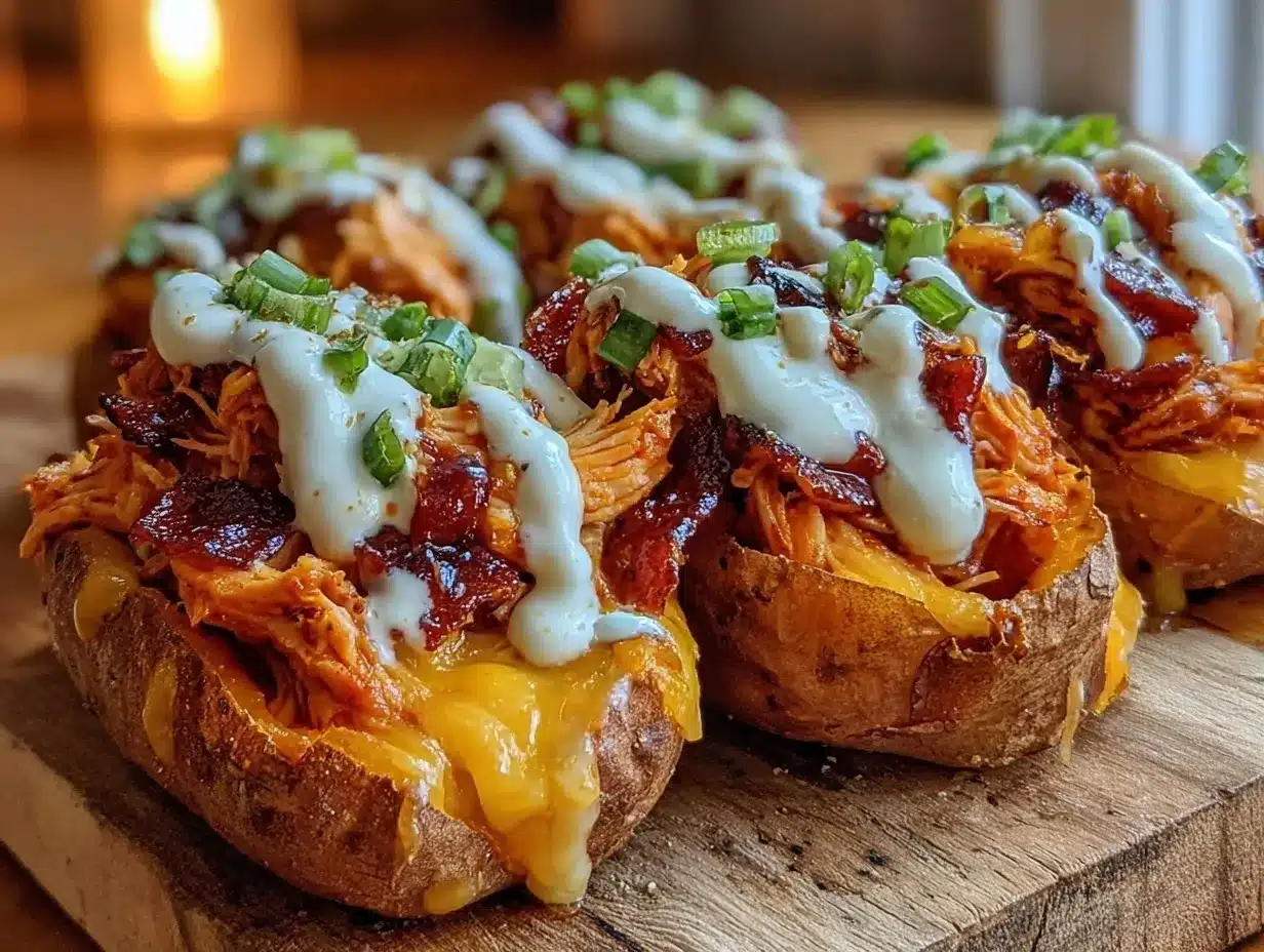 buffalo chicken stuffed sweet potato skins preparation steps