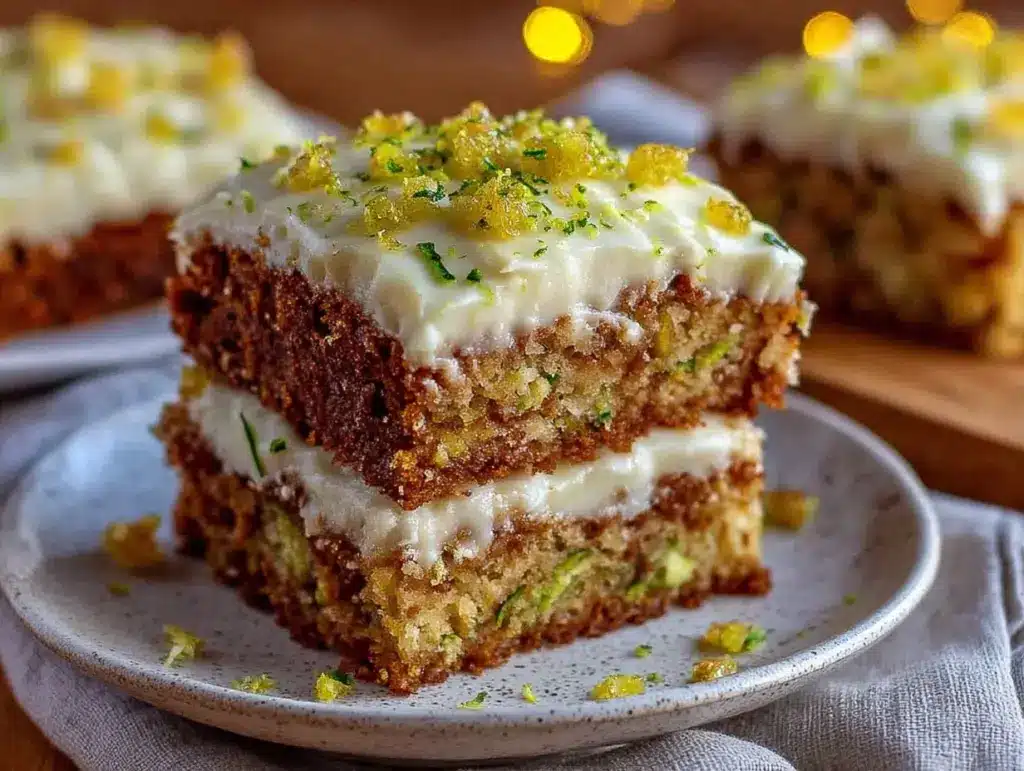 creamy lemon zucchini bars - featured image