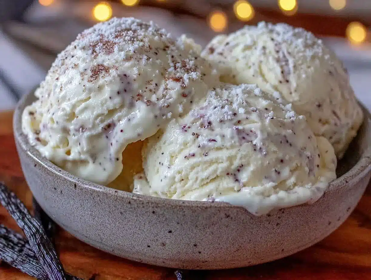 creamy no-churn vanilla bean ice cream preparation steps