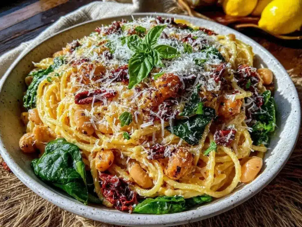 creamy one-pot tuscan white bean pasta - featured image